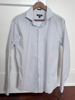 Express White Airplane Print Men's Button-Up Shirt